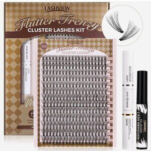 NEW SEALED LASHVIEW FLUTTER FRENZY CLUSTER LASHE KIT 30D +40D KIT 72 HOUR